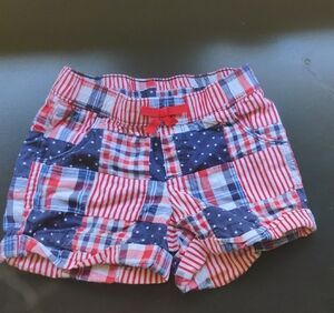 Gymboree Girls Shorts Patriotic Holiday Patchwork Plaid USA Flag Size 6